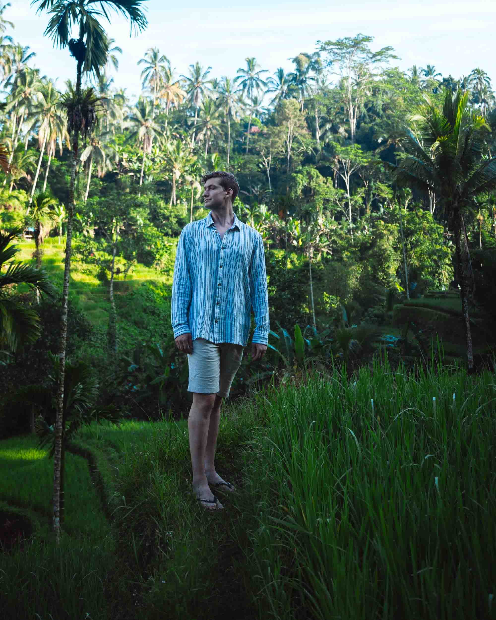 Andreas Sumelius standing in a rice field in Bali