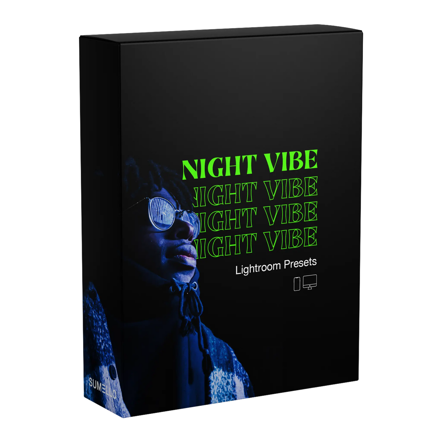 Product box for Night Vibe Lightroom Presets