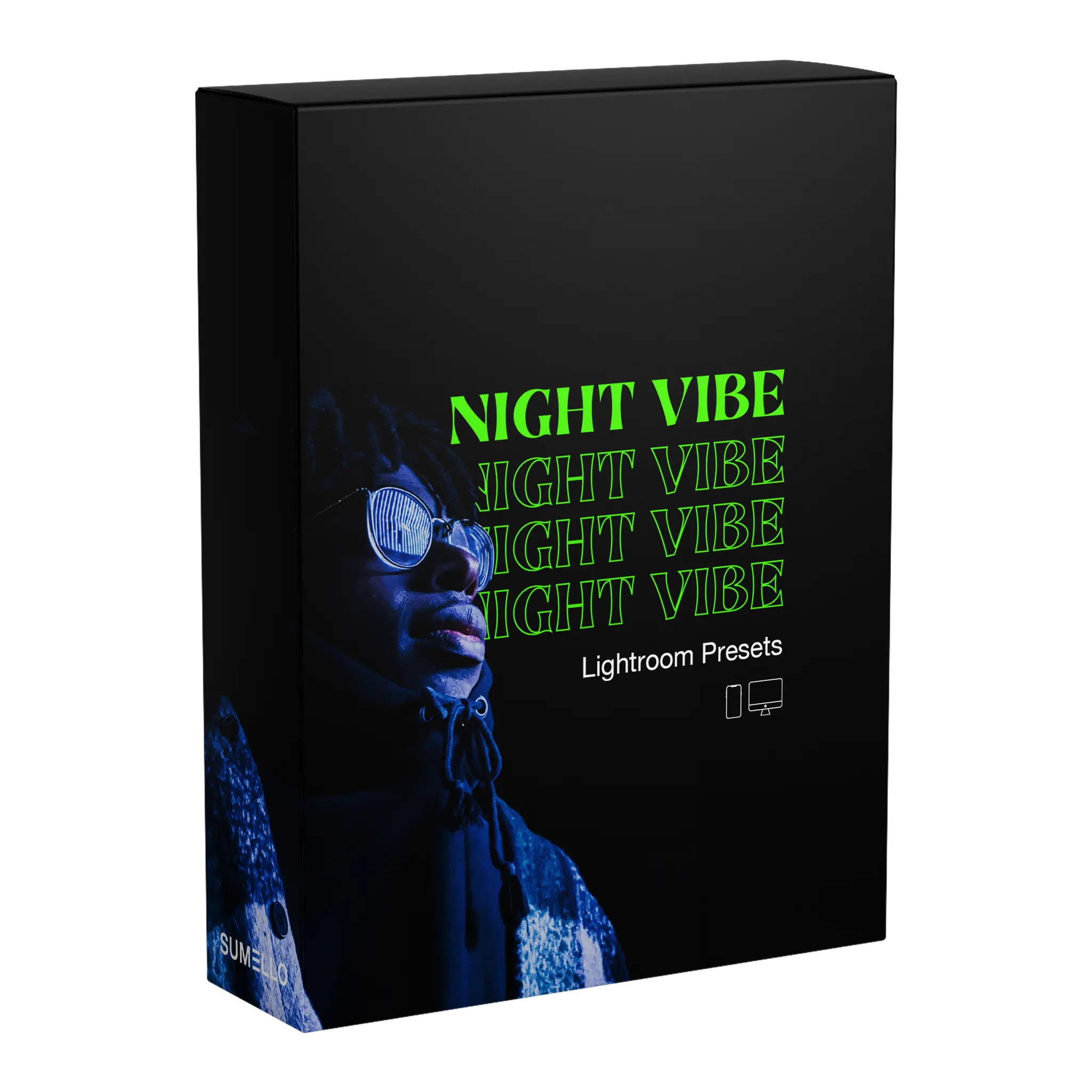 Product box for Night Vibe Lightroom Presets